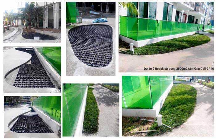 Tấm nhựa trồng cỏ cho bãi đậu xe GrasCell GP40